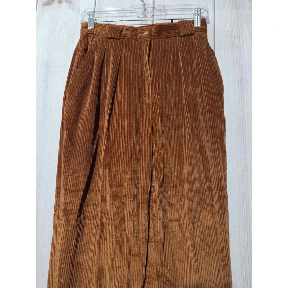 JH Collectibles Vintage Brown Corduroy Pants High Rise Pleated Straight Leg 8